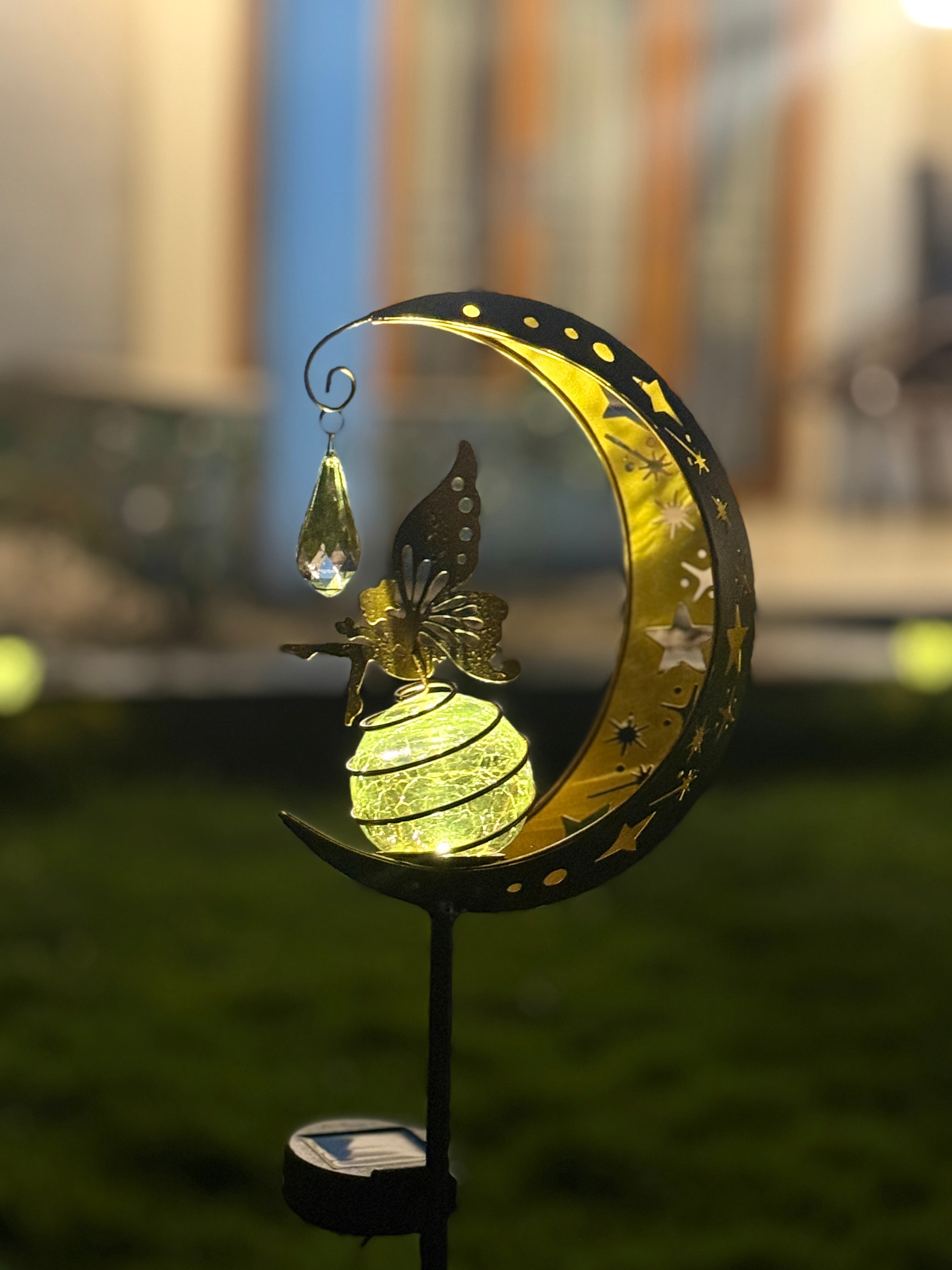 Decorative garden light with fairy and moon design 